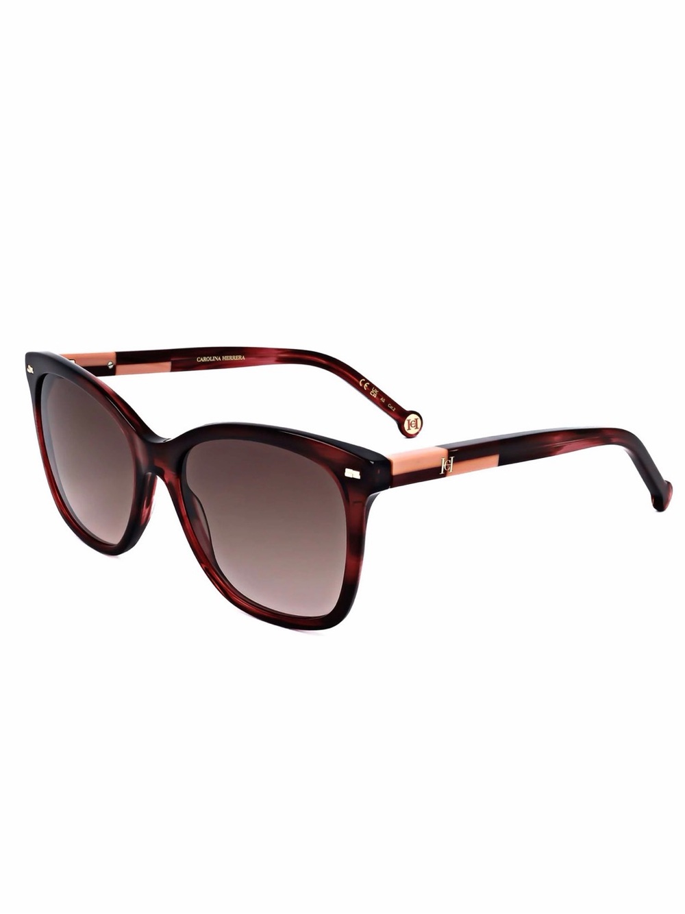 New Carolina Herrera HER0137/S 0K4GHA Burgundy Horn Square Sunglasses Authentic